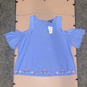 Express Striped Cutout Shoulder Blouse